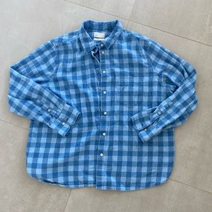 J Crew Button Down Blue Plaid Flannel Size 22